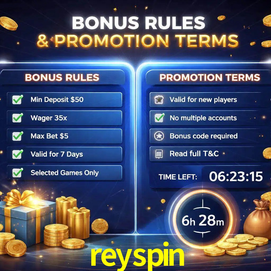 Reglas de promoción reyspin y condiciones de bonos explicadas visualmente