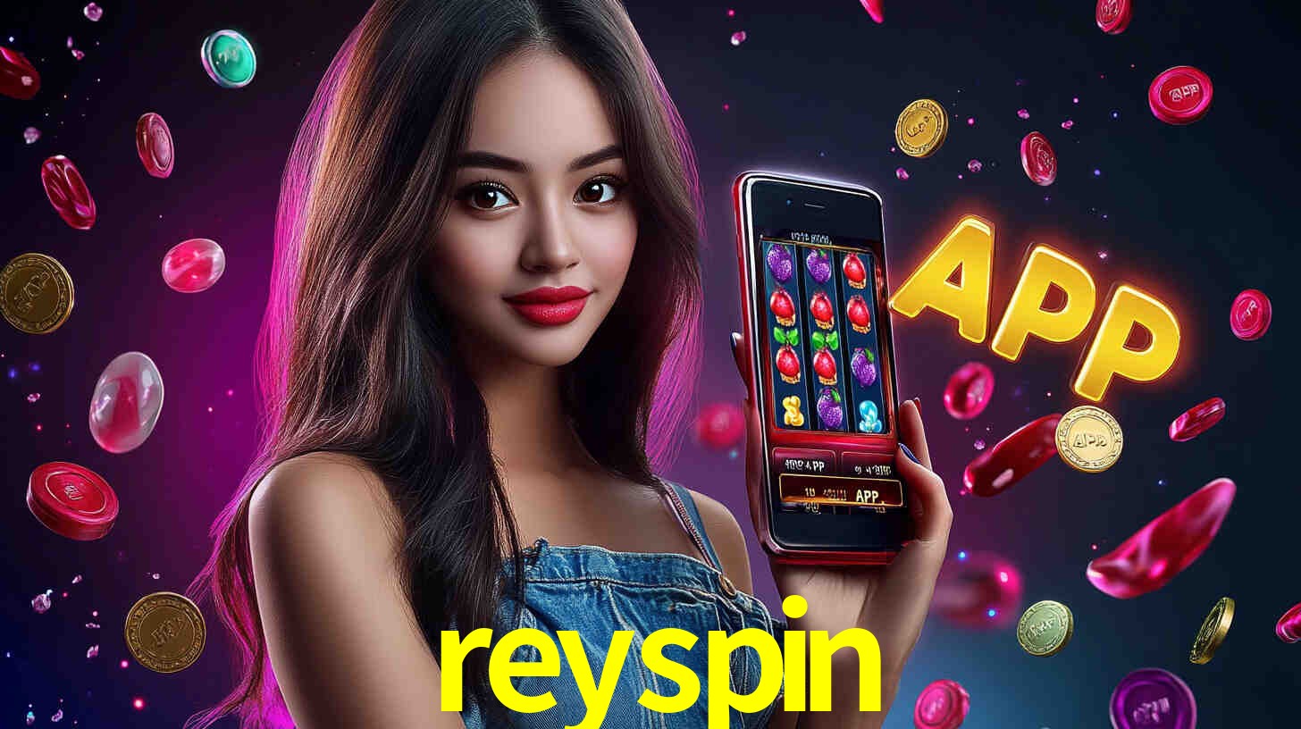 Una escena digital vívida inspirada en casino con reyspin mostrado prominentemente, luces brillantes, fichas, cartas y acentos dorados.