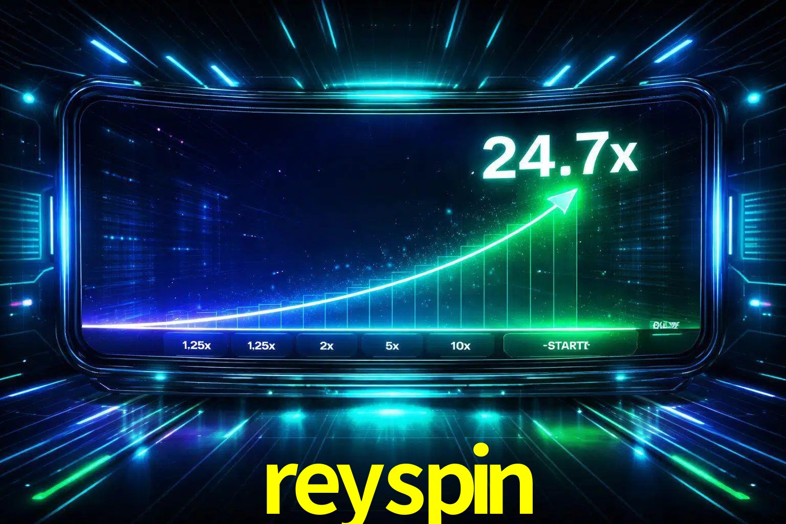 Una pantalla moderna de juego estilo crash con multiplicadores ascendentes, visuales de neón y una interfaz intensa enfocada en la acción.